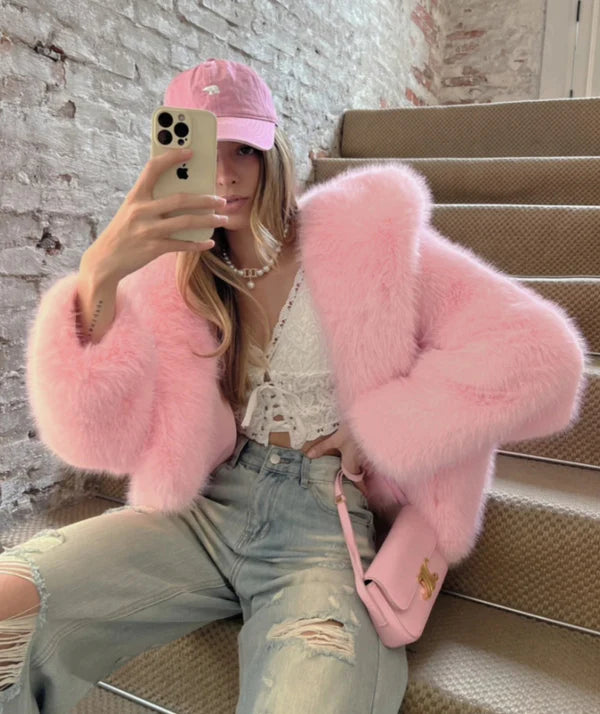 Hooded Oversize pink Jacket