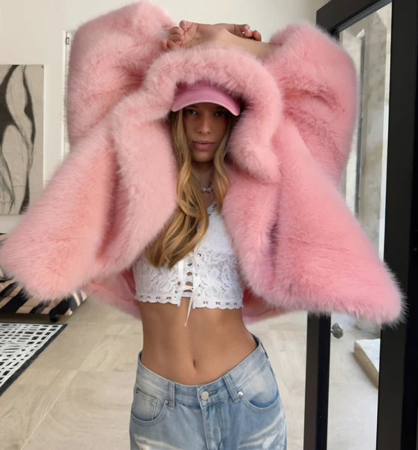 Hooded Oversize pink Jacket